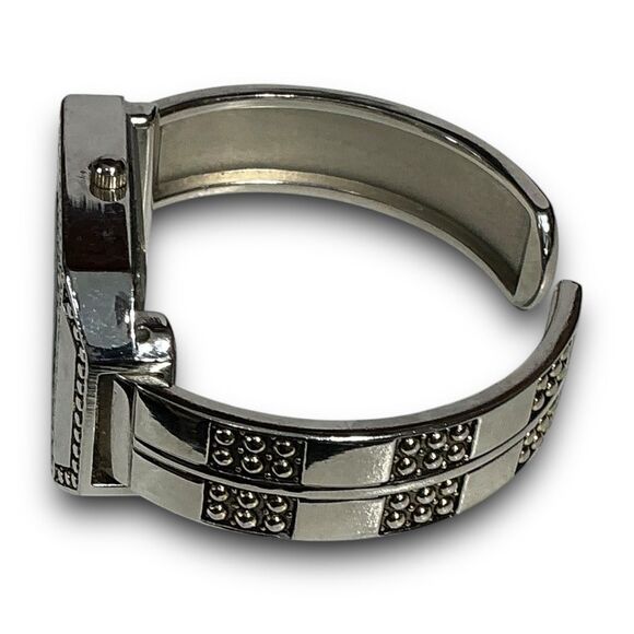 Geneva Y2K Vintage Silver Tone Square Face Bangle Cuff Bracelet Watch - Picture 9 of 12